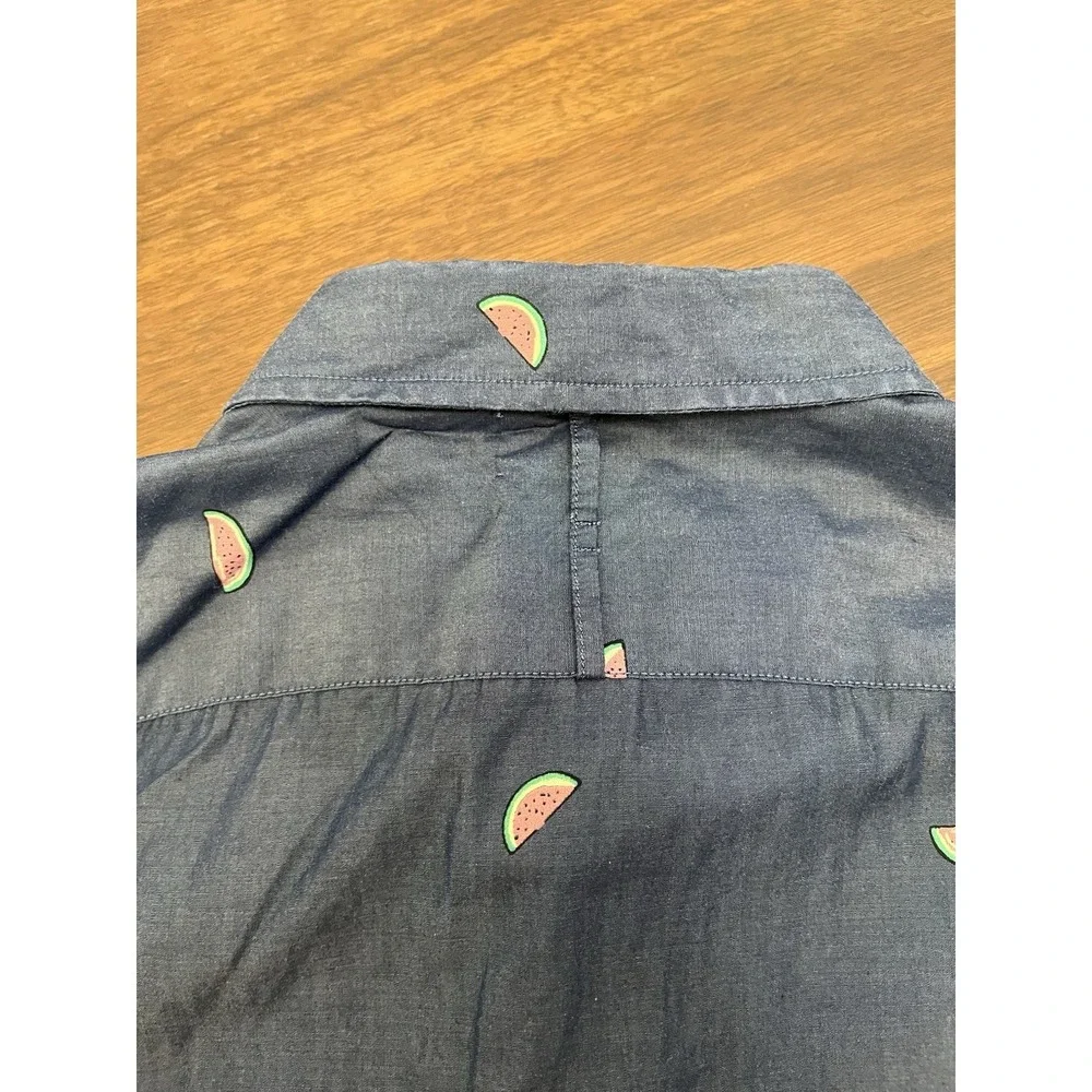 Banana Republic Luxe Poplin Slim Fit Shirt Men's Chambray Blue Watermelon M